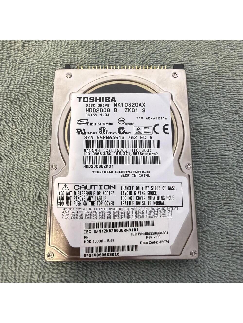 Toshiba MK1032GAX HDD2D08 B ZK01 T 710 A0/AB211A 2.5" Philippines 100gb IDE ATA